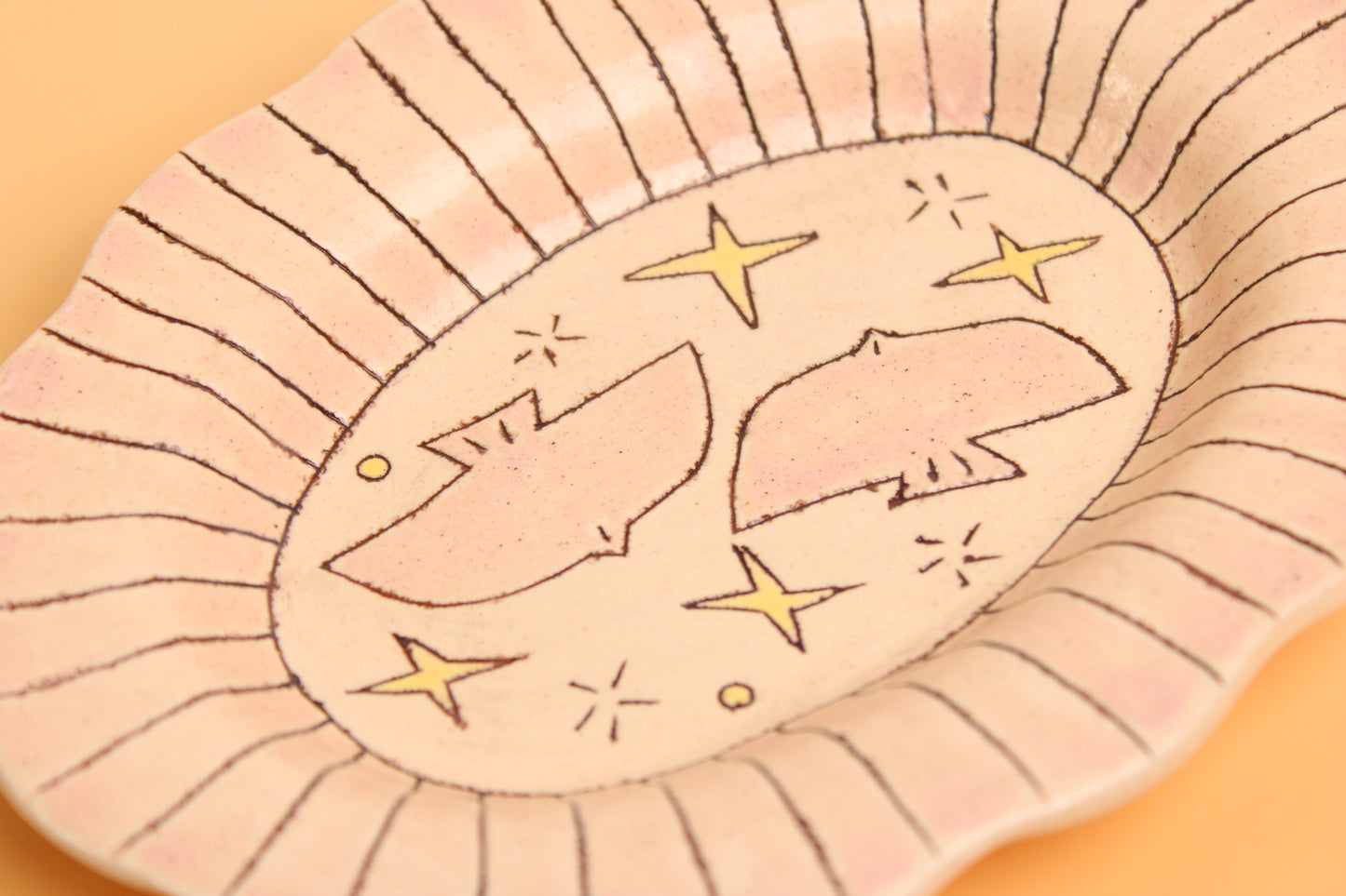 Black Line Birds Dish