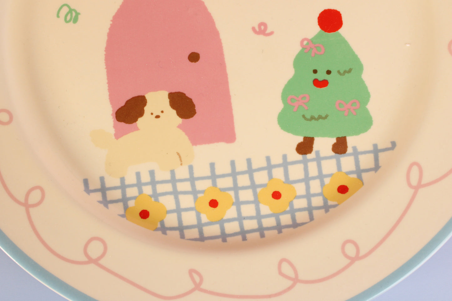 Kawaii Puppy Home Ceramic Dish – Warm Puppy & Christmas Tree Plate, Hand-Painted-Lovely Plates for home ritual meals – Dessert Plate -High Value Breakfast Plate