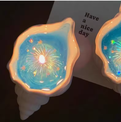 Natural Scented Candles Conch Shell Gel Wax Candles Aquamarine Fireworks Sea Scented Candle Wax