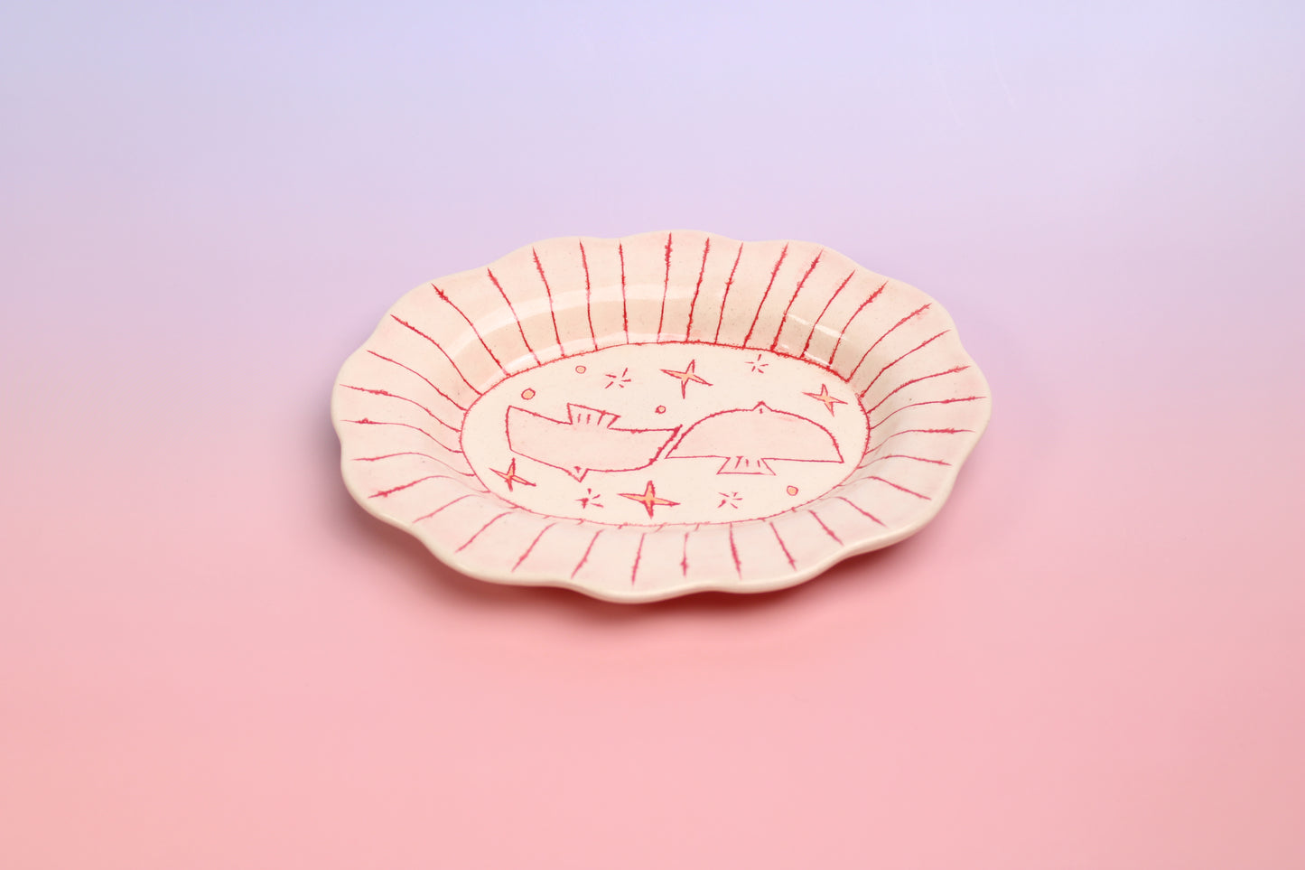 Red Line Birds Dish
